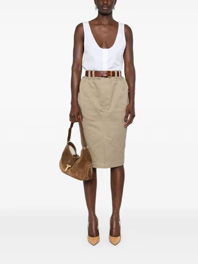 Saint Laurent White Sleeveless Satin-finish Silk Top