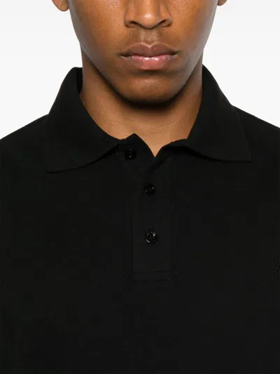 Saint Laurent Shirt With Polo Collar And Short Sleeves In Black