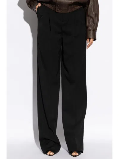 Shop Saint Laurent Wool Wide Leg Trousers