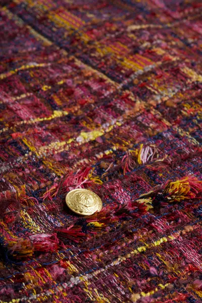 L Agence Florian Tweed Shift Dress In Red/pink Multi Tweed