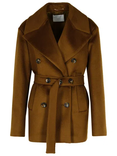 Shop Sportmax 'orchis' Brown Wool Coat