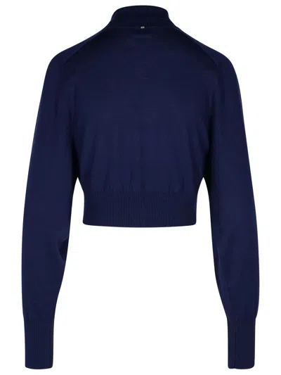 Shop Sportmax 'ululato' Blue Virgin Wool Turtleneck Sweater