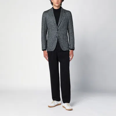 Tagliatore Grey Single-breasted Jacket Herringbone Pattern