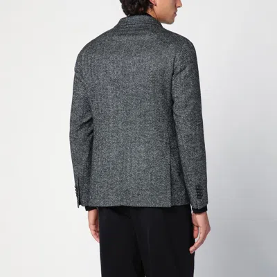 Tagliatore Grey Single-breasted Jacket Herringbone Pattern