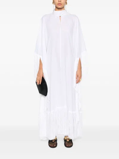 Taller Marmo Linen Kaftan With Fringed Scarf Detailing