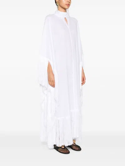 Taller Marmo Linen Kaftan With Fringed Scarf Detailing