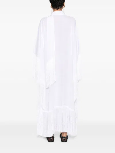 Taller Marmo Linen Kaftan With Fringed Scarf Detailing