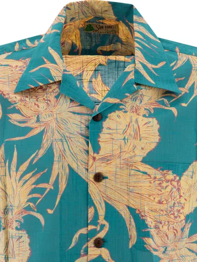 Sun Surf Pineapple-print Short-sleeve Shirt In Blue