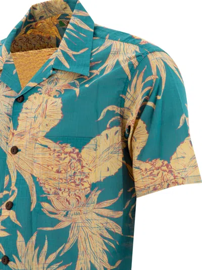 Sun Surf Pineapple-print Short-sleeve Shirt In Blue