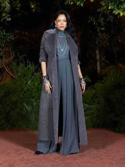 L Agence Nova Pleated Wide Leg Pant In Dark Shadow In Dark Shadow
