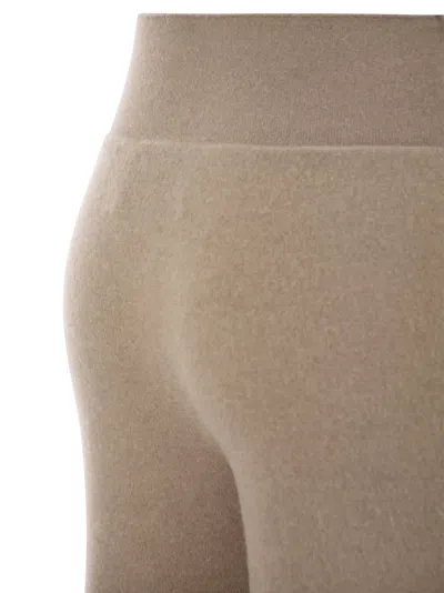 Vanisé Wide-leg Cashmere Trousers With Ribbed Waistband In Brown