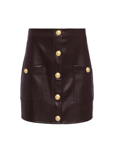 L Agence Truman Vegan Leather Mini Skirt In Dark Syrah