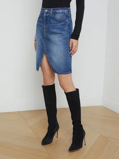 L Agence Tylee Denim Skirt In Brentwood