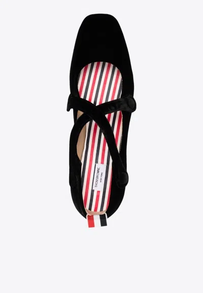 Thom Browne Criss-cross Velour-finish 55m Sandals In Black