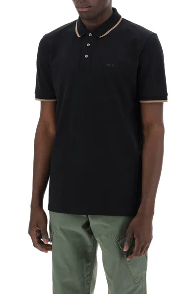 Shop Hugo Boss Boss 'contrast Trim Parlay Polo Shirt Men In Black