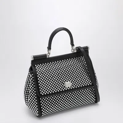 Dolce & Gabbana Sicily Medium Handbag With Crystals In Black
