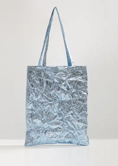 Sies Marjan Farah Laminated Crinkle Tote In Sky Blue