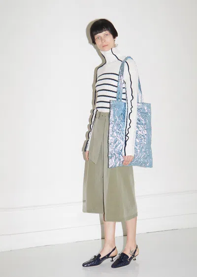 Sies Marjan Farah Laminated Crinkle Tote In Sky Blue