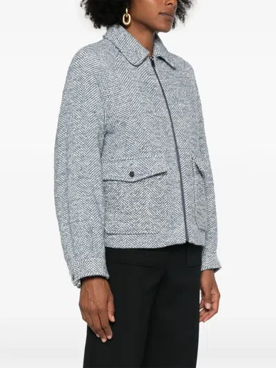 Woolrich Herringbone-pattern Jacket In 蓝色