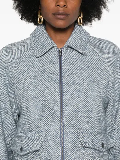 Woolrich Herringbone-pattern Jacket In 蓝色