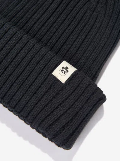 Mini Rodini Kids Knitted Rib Fold Up Hat In Black