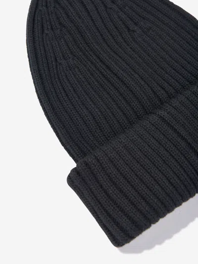 Mini Rodini Kids Knitted Rib Fold Up Hat In Black