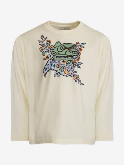 Etro Girls Long Sleeve Logo T-shirt In Ivory