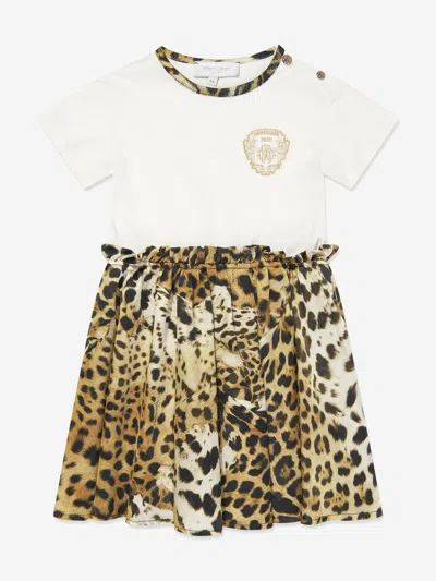 Roberto Cavalli Girls Silk And Jersey Jaguar In White