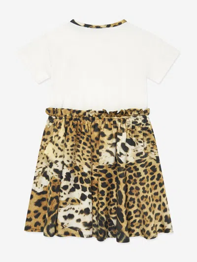 Roberto Cavalli Girls Silk And Jersey Jaguar In White