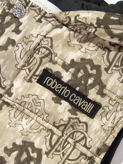Roberto Cavalli Boys Monogram Gilet In Brown