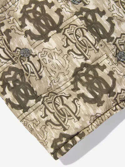 Roberto Cavalli Boys Monogram Gilet In Brown