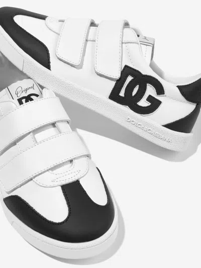 Dolce & Gabbana White/blk Kids' Original Leather Low-top Trainers Eur 23 /6.5 Uk In White