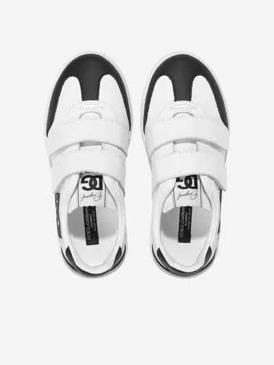 Dolce & Gabbana White/blk Kids' Original Leather Low-top Trainers Eur 23 /6.5 Uk In White