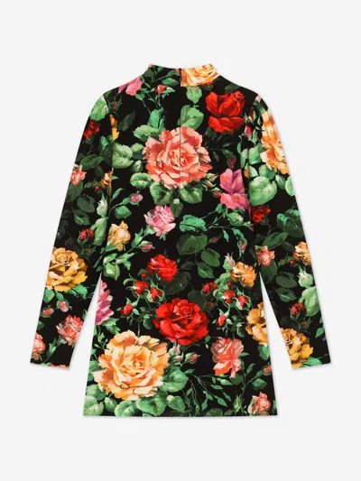 Dolce & Gabbana Flower-dress High-neck Stretch-cotton Dress 8-12 Years In Multicoloured