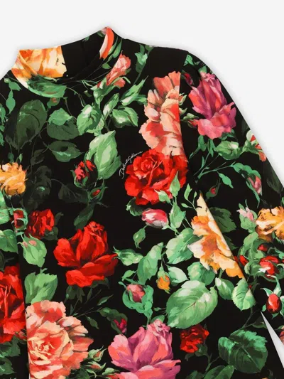 Dolce & Gabbana Flower-dress High-neck Stretch-cotton Dress 8-12 Years In Multicoloured