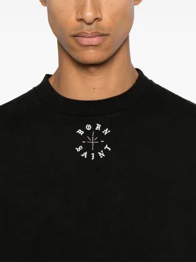 Saint Mxxxxxx Black Crewneck Logo Print T-shirt In Black