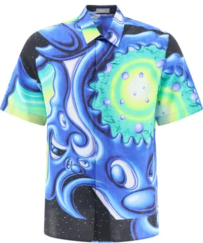 Shop Dior "kenny Scharf X " Shirt In 蓝色的