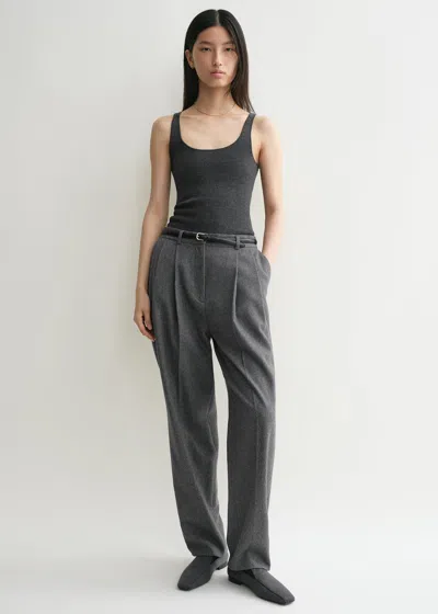 Totême Double-pleated Tailored Trousers Grey Melange In Grey Melange