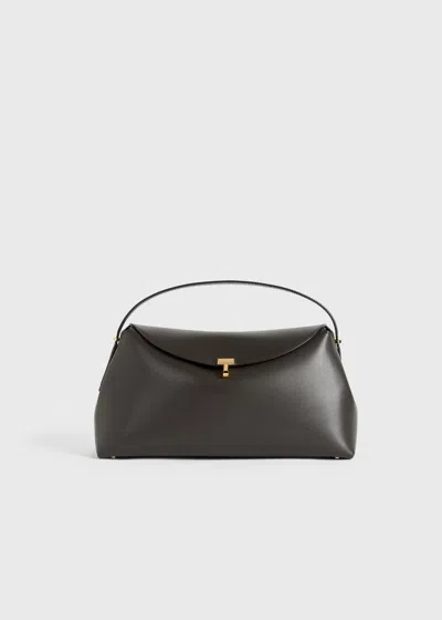 Totême Toteme Leather T-lock Top-handle Bag In Brown