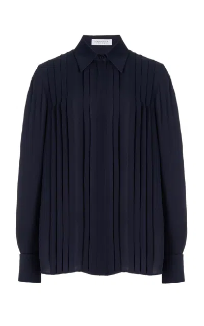 Gabriela Hearst Aime Shirt In Dark Navy Silk Georgette Twill In Dark Navy