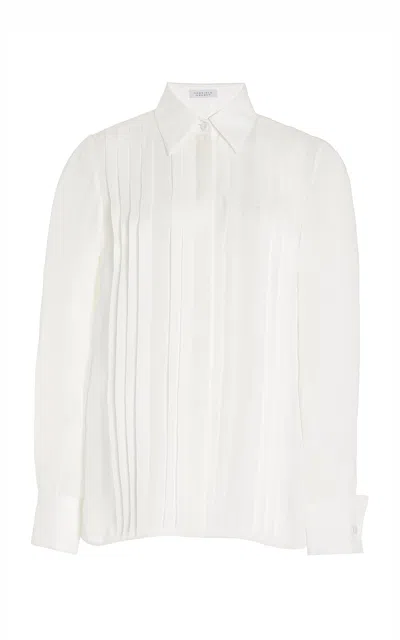 Gabriela Hearst Aime Shirt In Ivory Silk Georgette Twill In Ivory