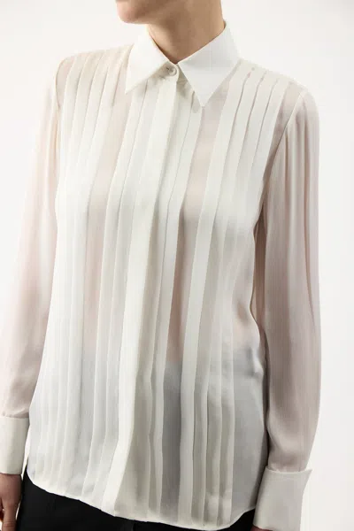 Gabriela Hearst Aime Shirt In Ivory Silk Georgette Twill In Ivory