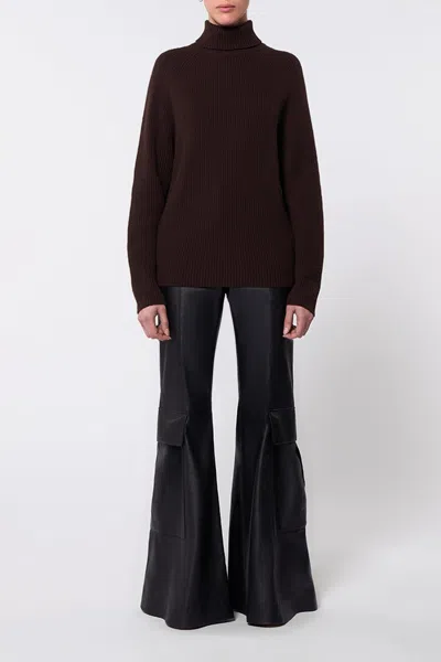 Gabriela Hearst Wigman Knit Turtleneck Sweater In Chocolate Cashmere In Chocolate