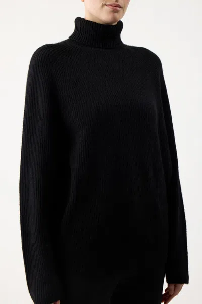 Gabriela Hearst Wigman Knit Turtleneck Sweater In Black Cashmere In Black