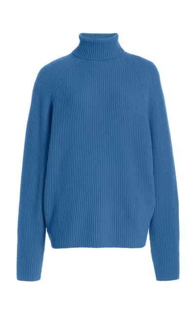 Gabriela Hearst Wigman Knit Turtleneck Sweater In Light Blue Denim Cashmere In Light Blue Denim