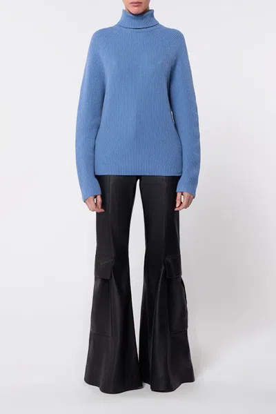Gabriela Hearst Wigman Knit Turtleneck Sweater In Light Blue Denim Cashmere In Light Blue Denim