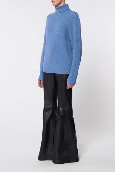 Gabriela Hearst Wigman Knit Turtleneck Sweater In Light Blue Denim Cashmere In Light Blue Denim