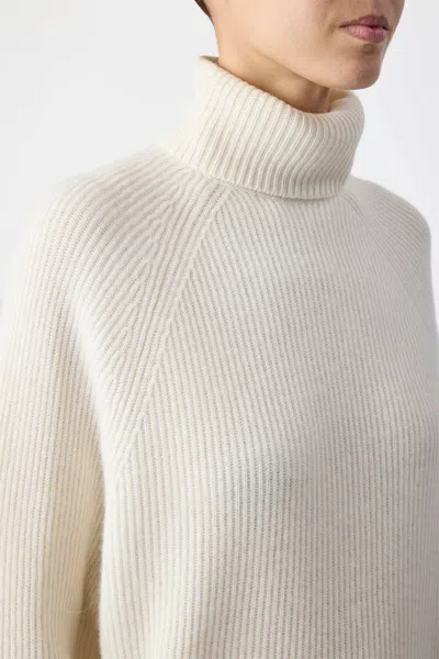 Gabriela Hearst Wigman Knit Turtleneck Sweater In Ivory Cashmere In Ivory