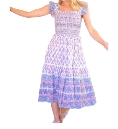 Bell Smocked Midi Dress In Lavender In Purple