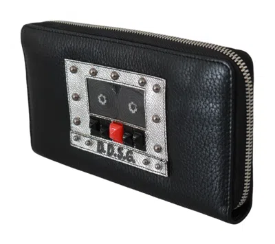 Dolce & Gabbana Elegant Black Leather Zip Continental Wallet In Black